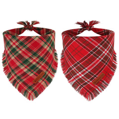 ADOGGYGO bandana navidad con cuadros rojos y flecos, ideal para lucir en fiestas