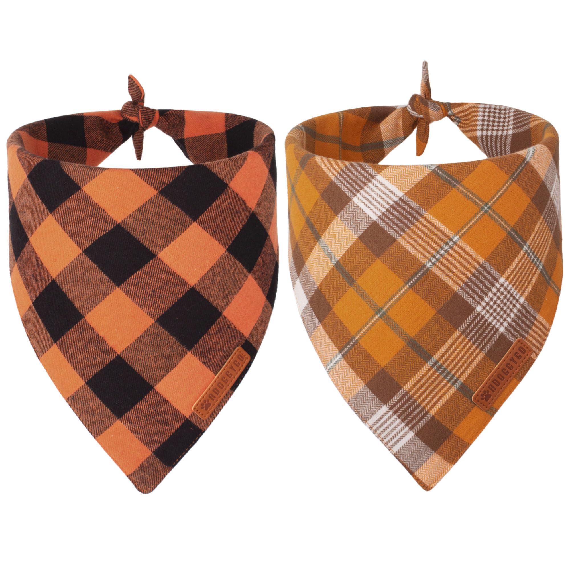 ADOGGYGO bandana para perro, otoño naranja a cuadros, ideal para paseos y fotos