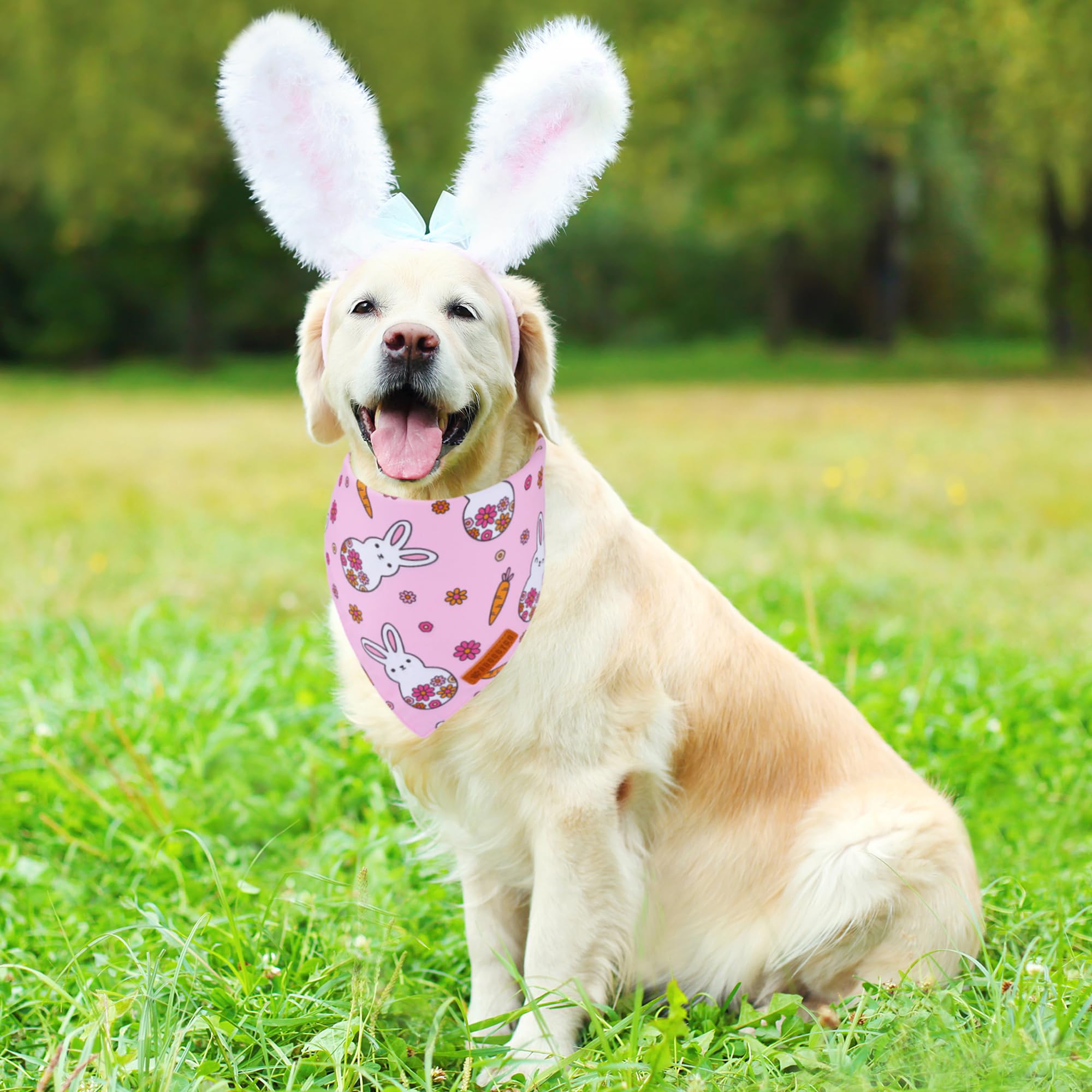 ADOGGYGO Bandana rosa con huevos de Pascua, añade color a cada paseo.