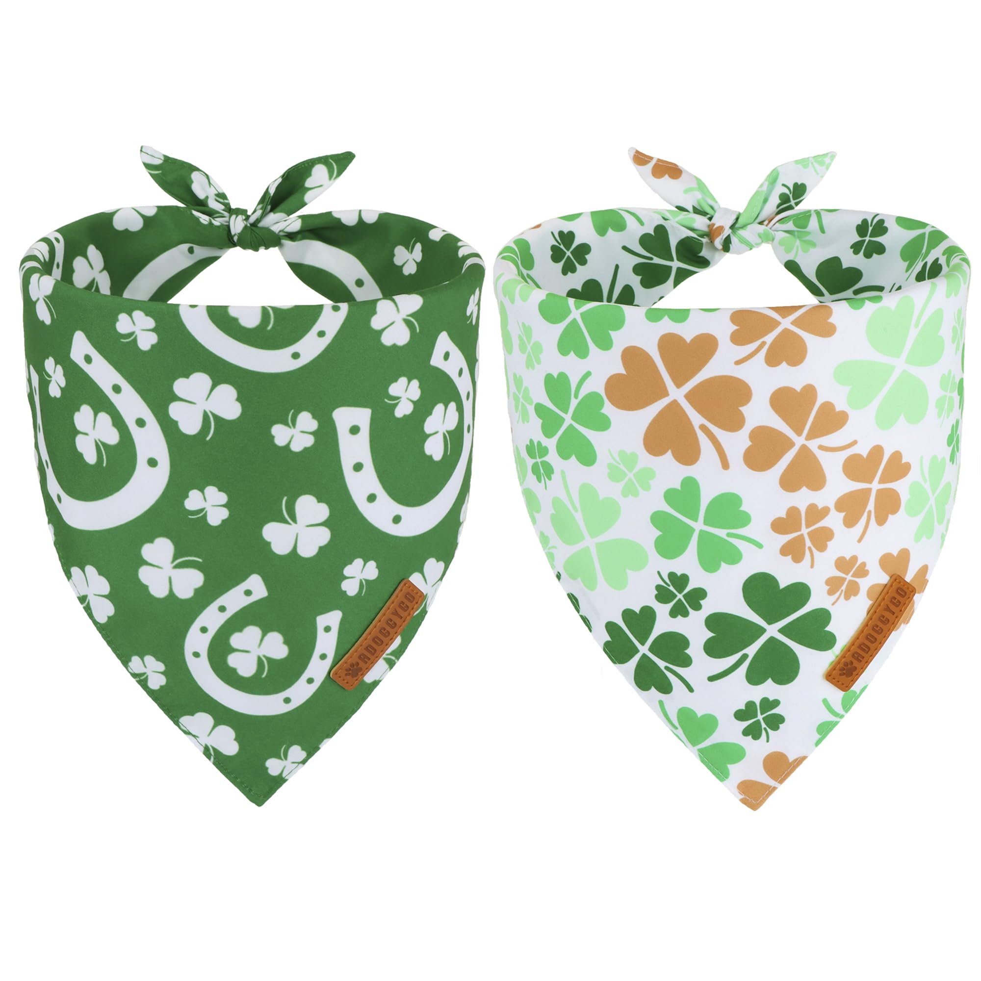 ADOGGYGO Bandana San Patricio verde con trébol, ideal para sesiones festivas.