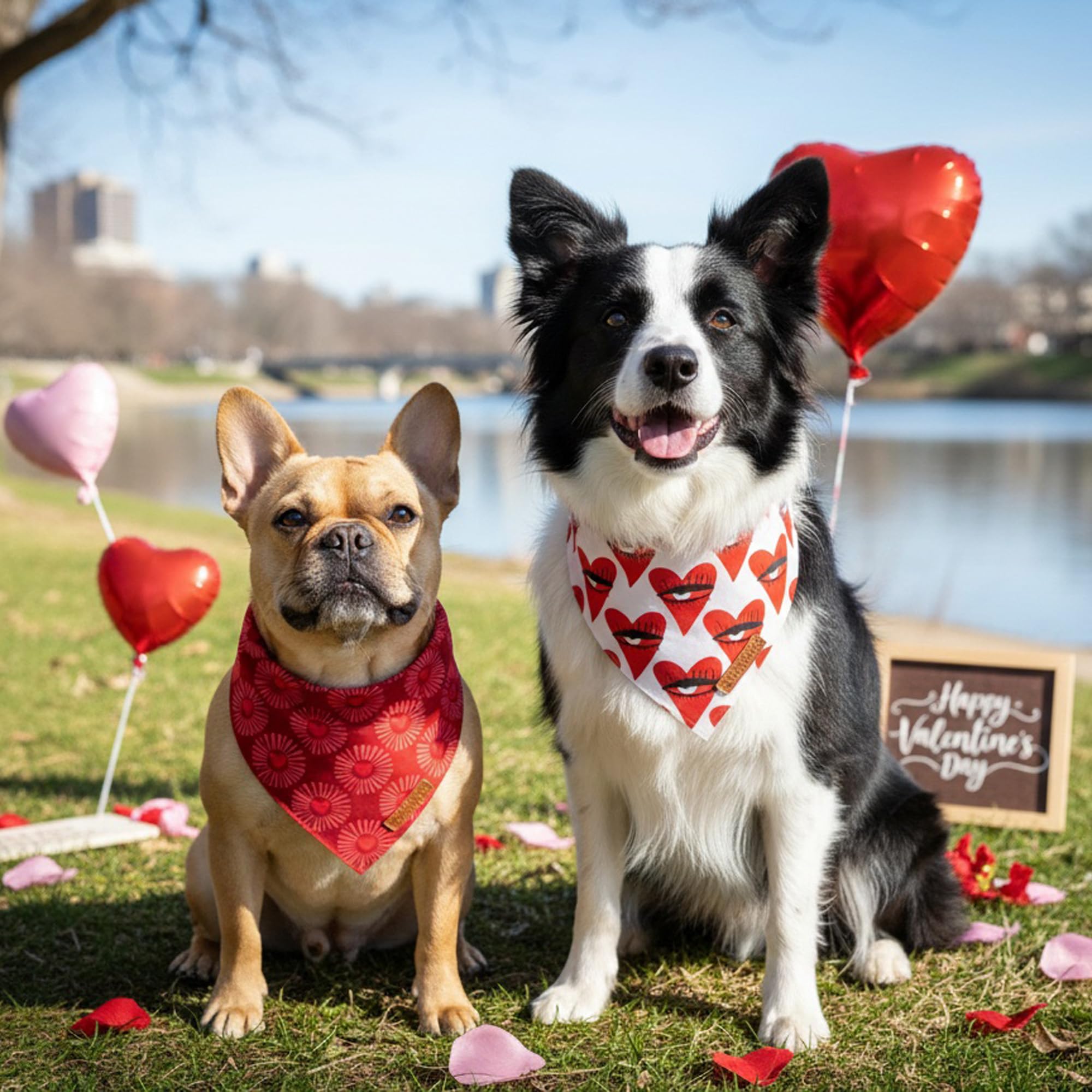 ADOGGYGO bandana para perros con patrón de ojos y corazón, ideal para sesiones de fotos