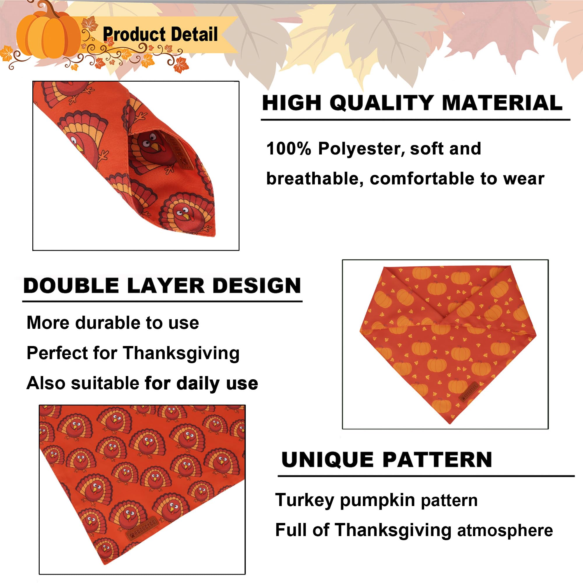 Bandana ADOGGYGO diseño pavo y calabaza para fiestas