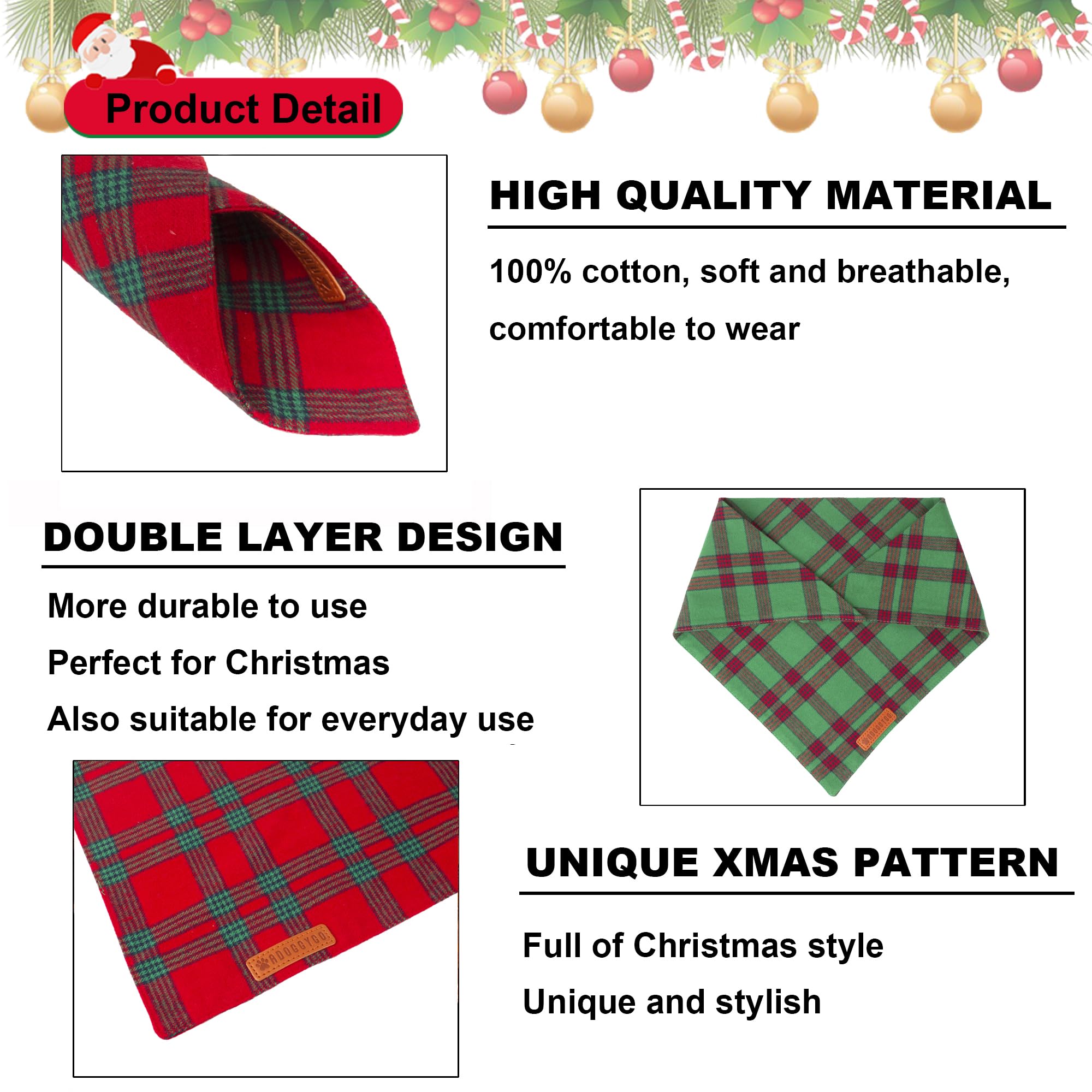 Conjunto de dos bandanas navideñas ADOGGYGO, listo para combinar con atuendos festivos