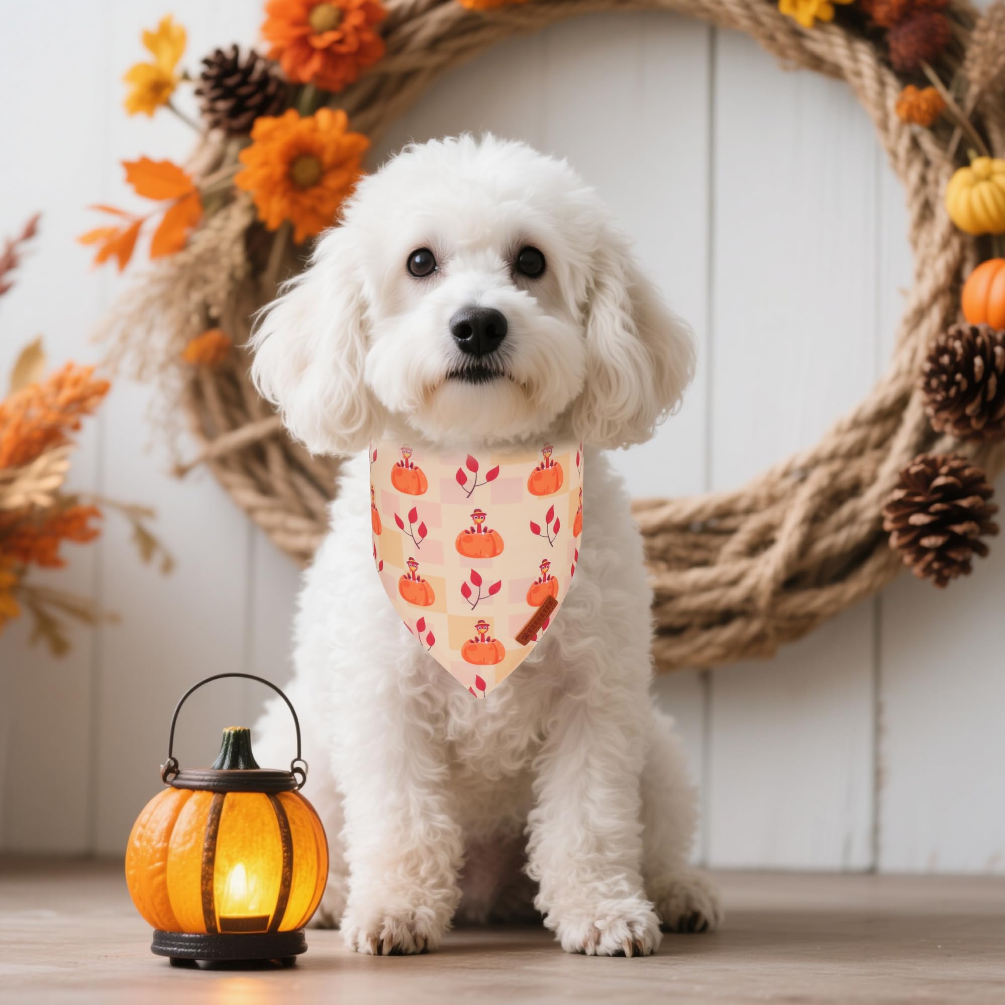 Bandanas ADOGGYGO para perro, patrones pavo y calabaza, perfectas para otoño
