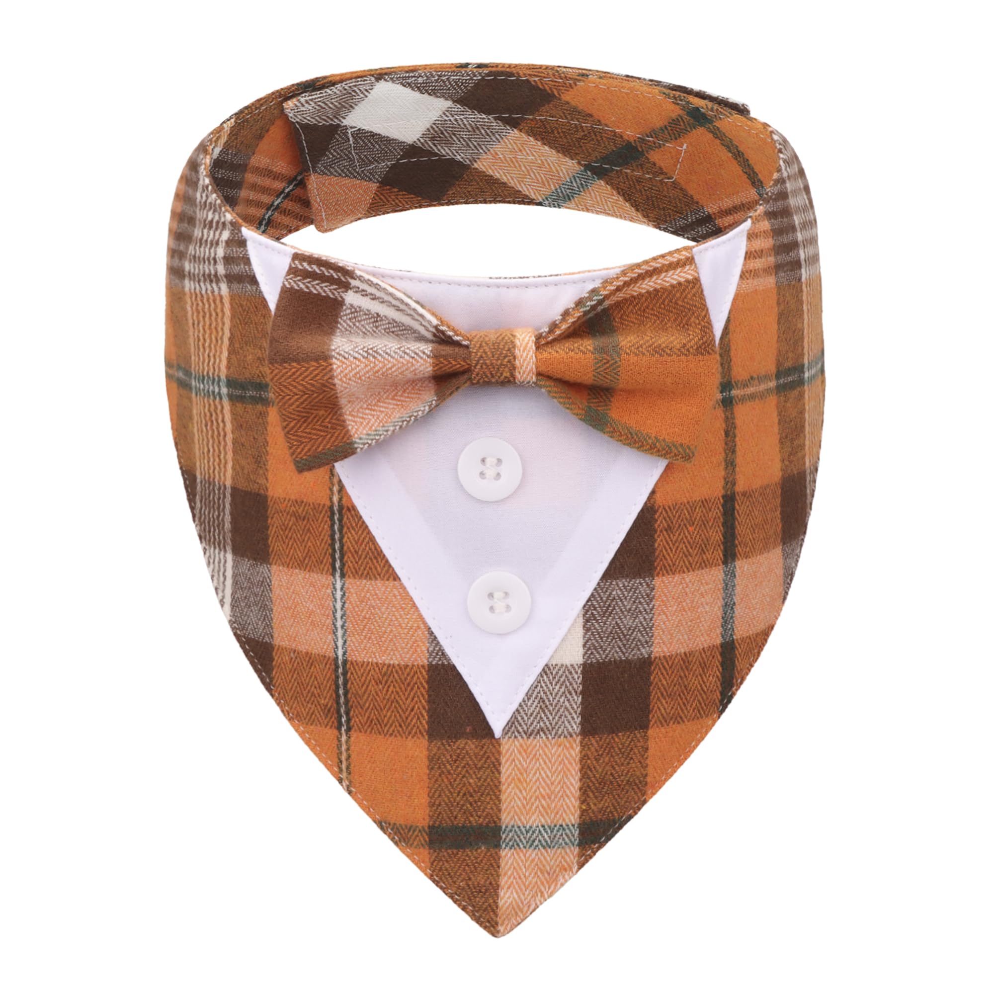ADOGGYGO collar esmoquin naranja para perros, aspecto elegante para paseos otoñales.