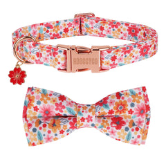 ADOGGYGO collar floral con moño rojo rosado para mayor estilo en paseos