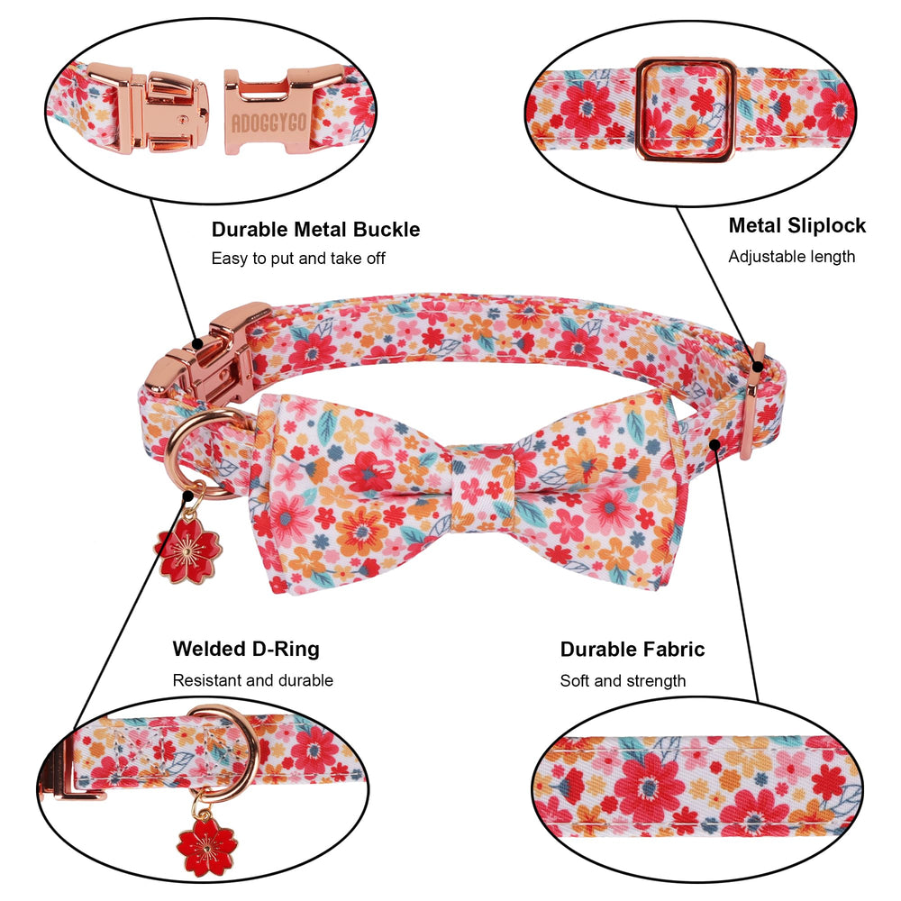 ADOGGYGO collar floral con moño desmontable para estilizar o limpiar fácilmente