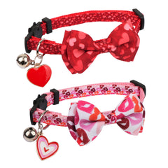 ADOGGYGO collar con corazones rosados y lazo para gatos
