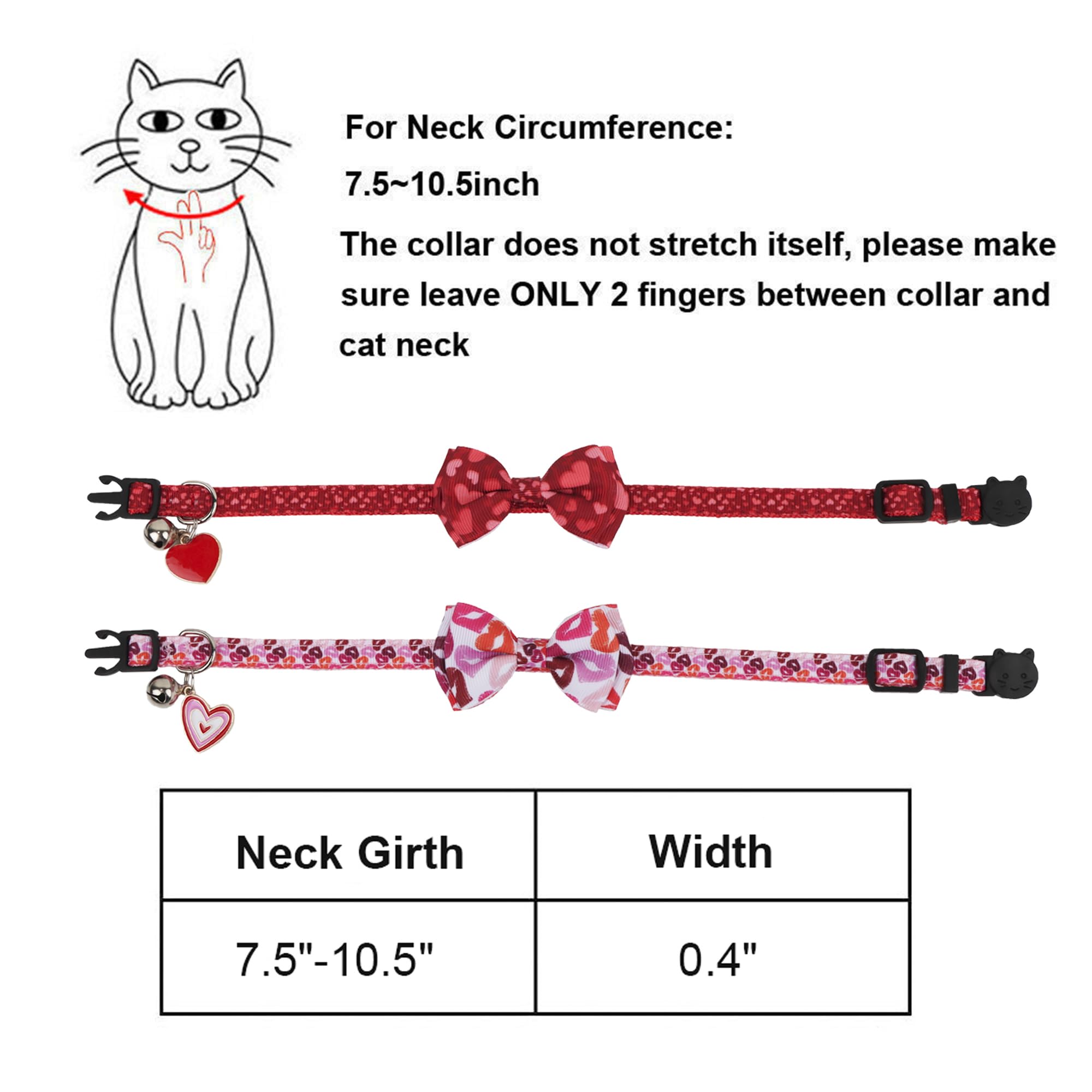 ADOGGYGO paquete de dos collares para San Valentín de gatos