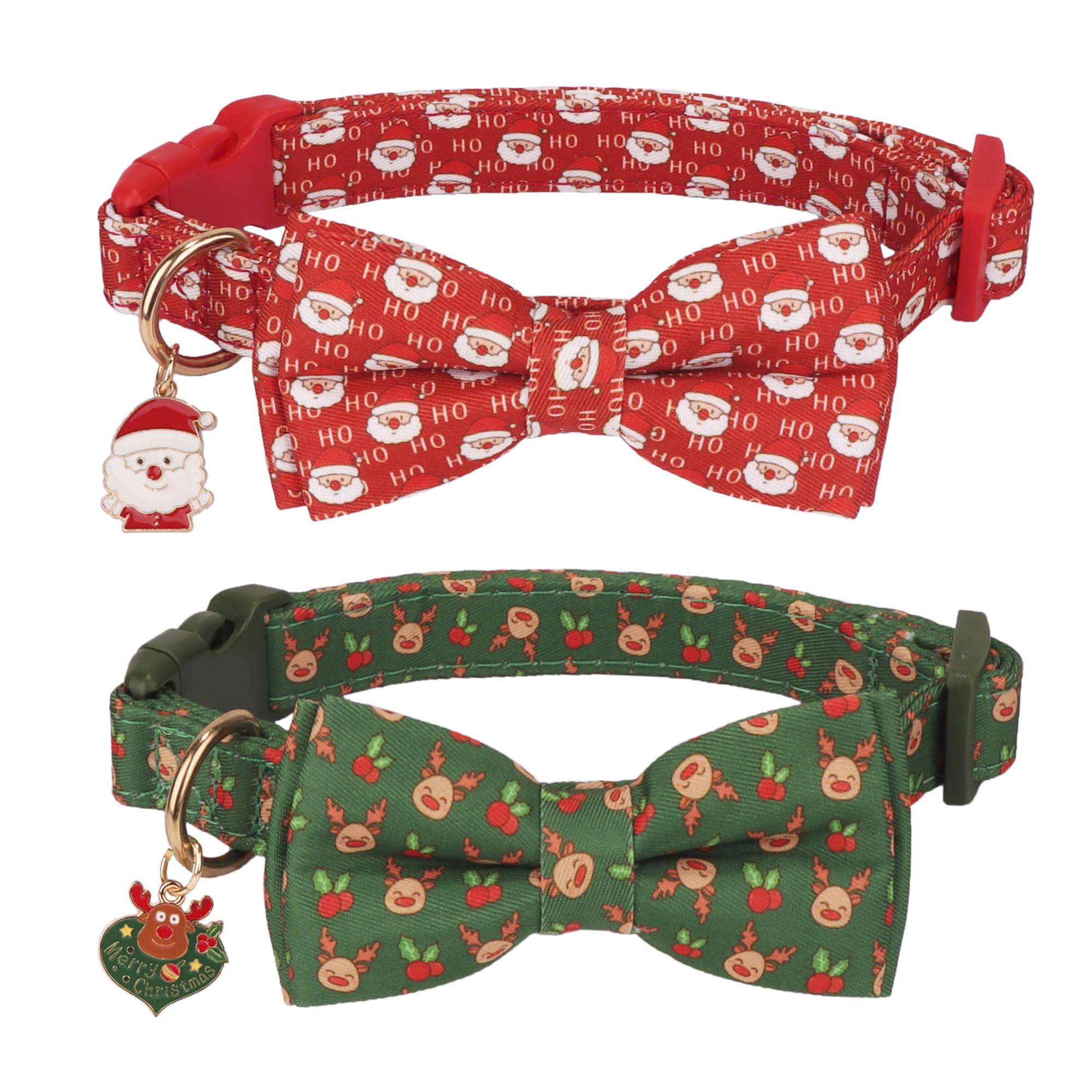 ADOGGYGO collar navidad con lazo rojo-verde para perros, estilo festivo