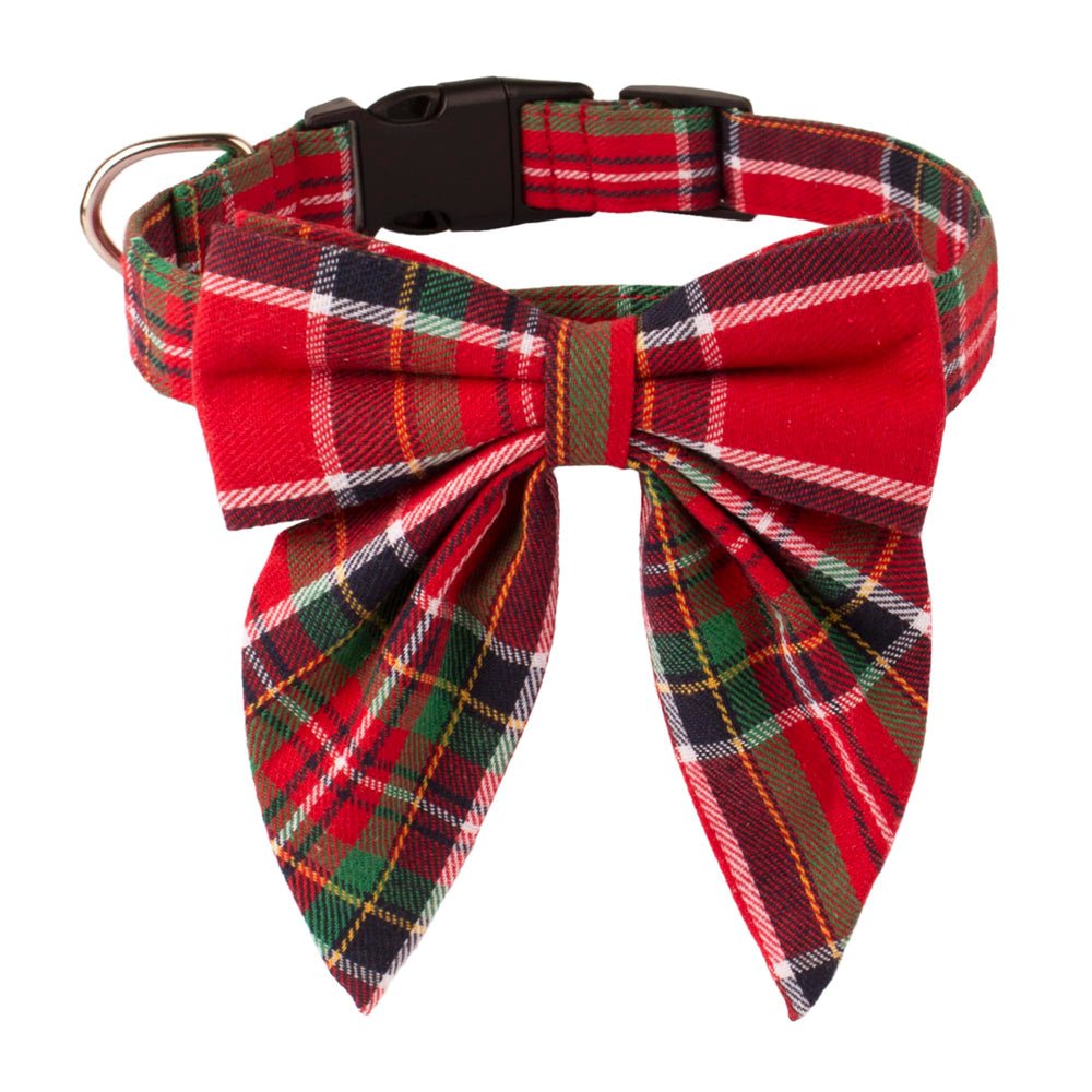 ADOGGYGO collar navideño para perro con lazo, estilo festivo para fiestas.