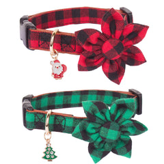 Collar navideño ADOGGYGO con cuadros rojos para fiestas.