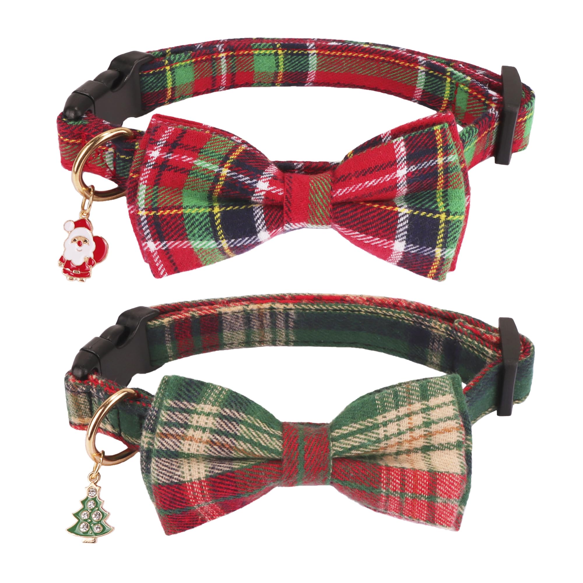 Collar navideño ADOGGYGO con lazo rojo, perfecto para paseos festivos.