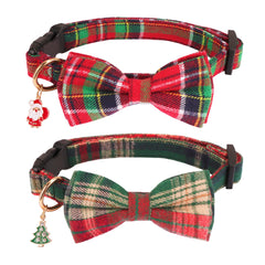 Collar navideño ADOGGYGO con lazo rojo, perfecto para paseos festivos.