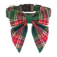 ADOGGYGO collar navideño verde plaid con lazo para look festivo.