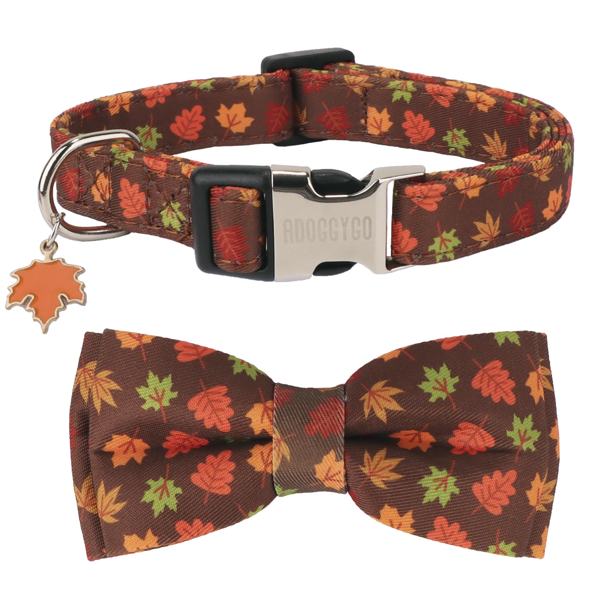 ADOGGYGO collar otoño con lazo, ideal para paseos con estilo en temporada.
