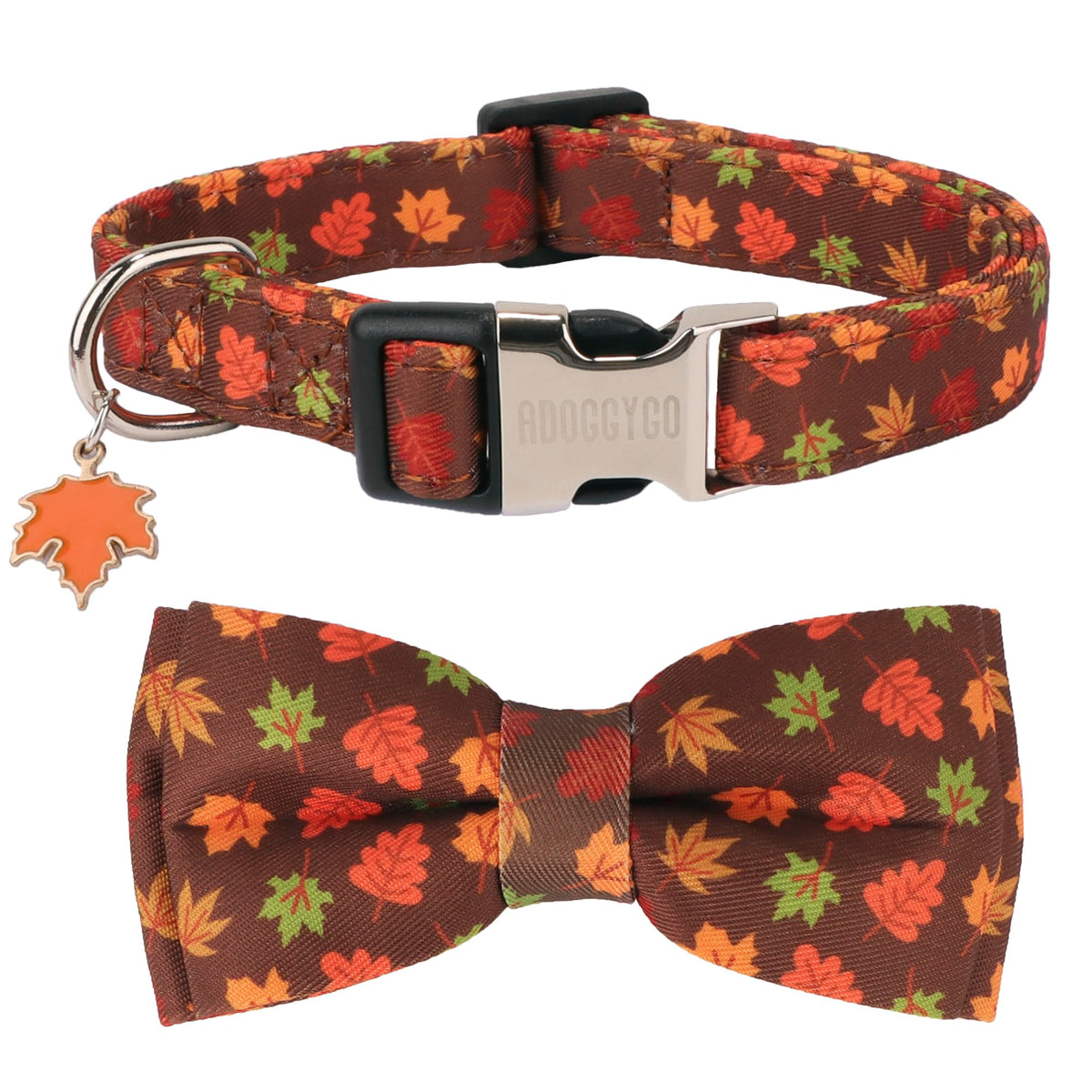 ADOGGYGO collar otoño con lazo, ideal para paseos con estilo en temporada.