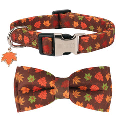 ADOGGYGO collar otoño con lazo, ideal para paseos con estilo en temporada.