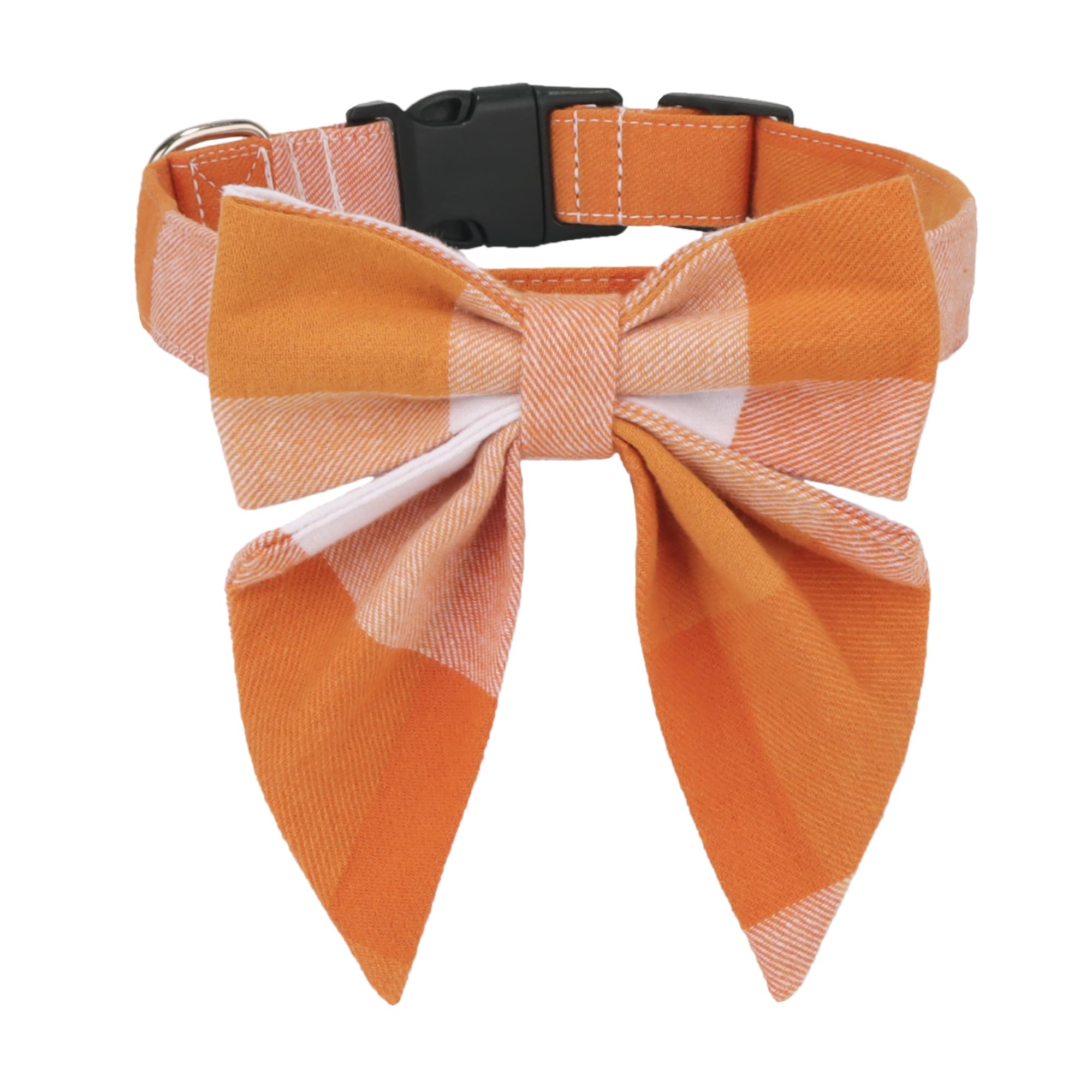 ADOGGYGO collar de perro otoñal con lazo naranja, ideal para paseos con estilo.