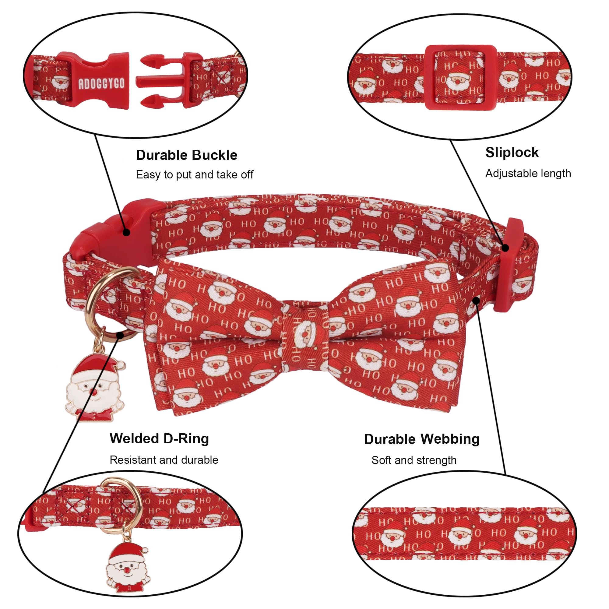 ADOGGYGO conjunto de collar y lazo para regalo navideño del perro