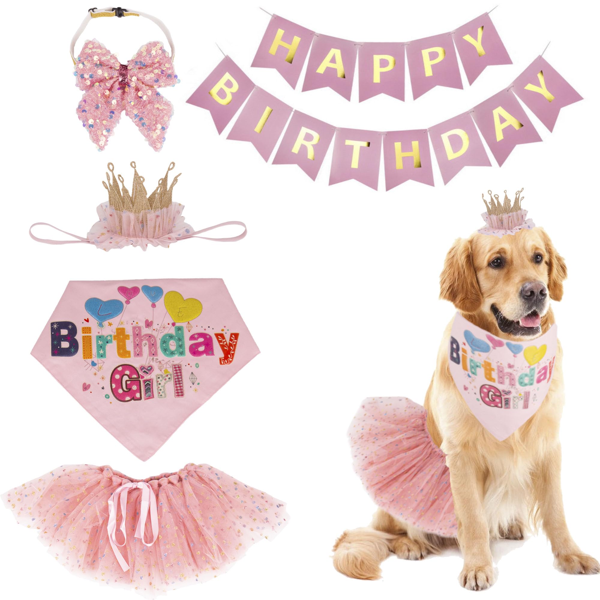 ADOGGYGO corona princesa para perro, ideal para fiesta de cumpleaños y fotos adorables.
