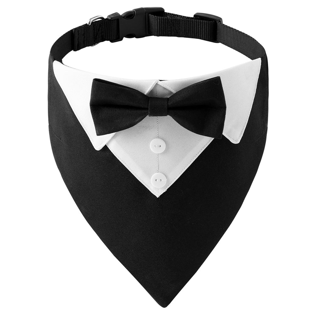 ADOGGYGO esmoquin para perros: collar negro, ideal para bodas y eventos formales.