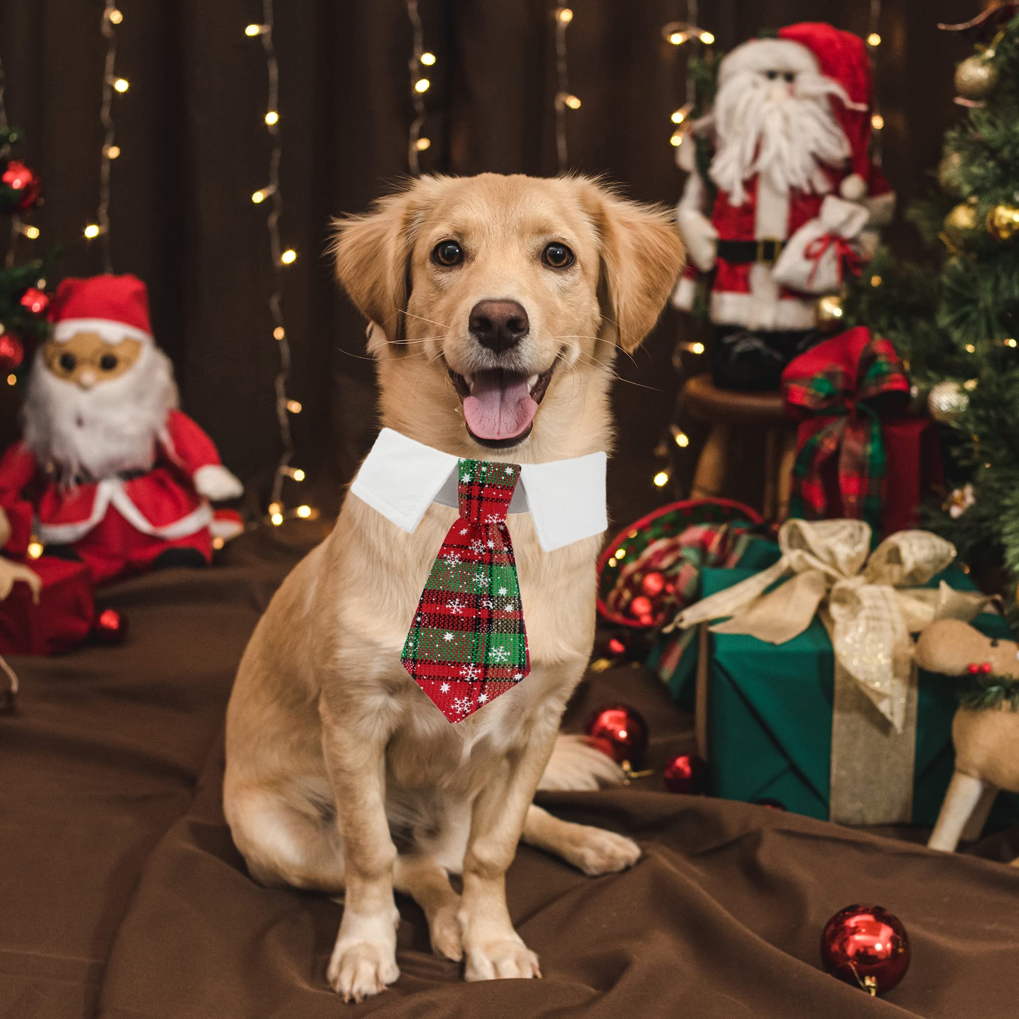 ADOGGYGO pajarita cuadros navidad para perro, elegante para eventos.