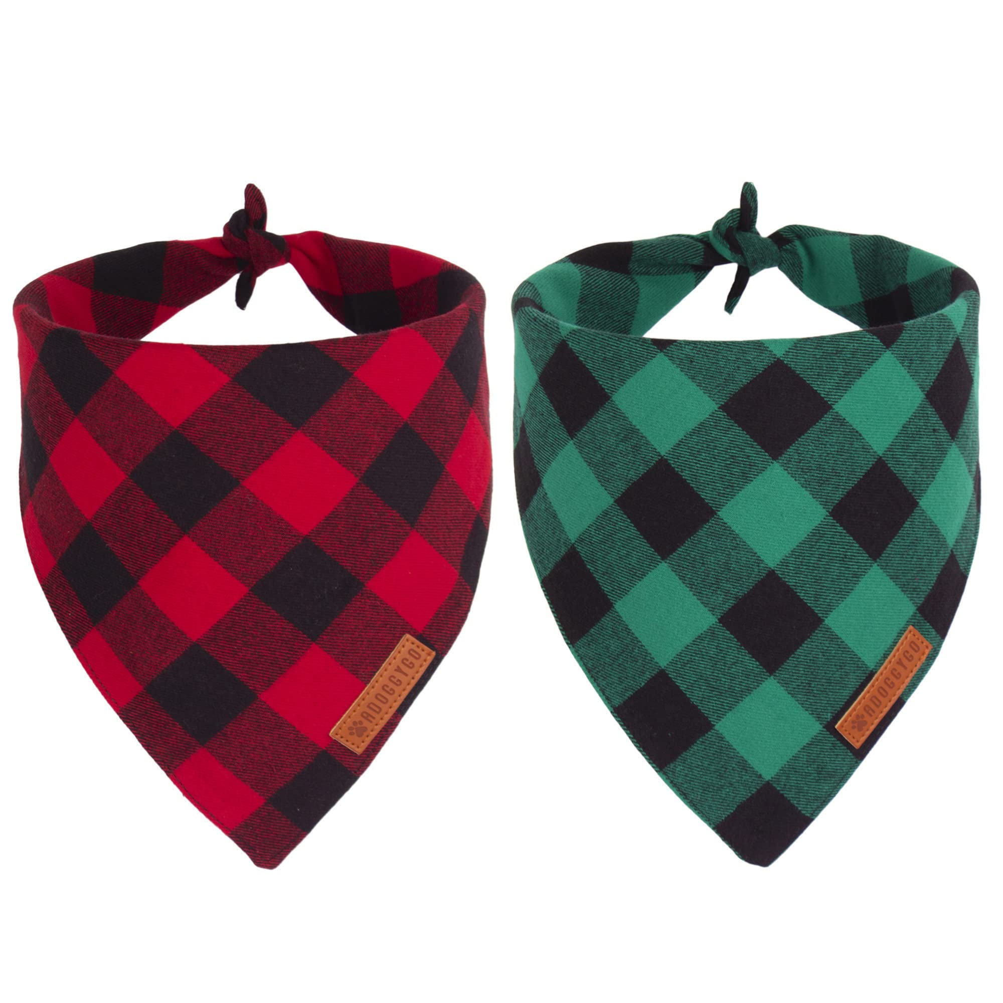 Pañuelo navideño ADOGGYGO para perro en rojo y verde con cuadros.