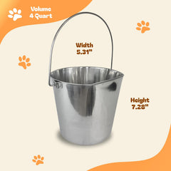 Advance Pet Products balde acero inoxidable 4 cuartos, interior amplio para comida o agua.