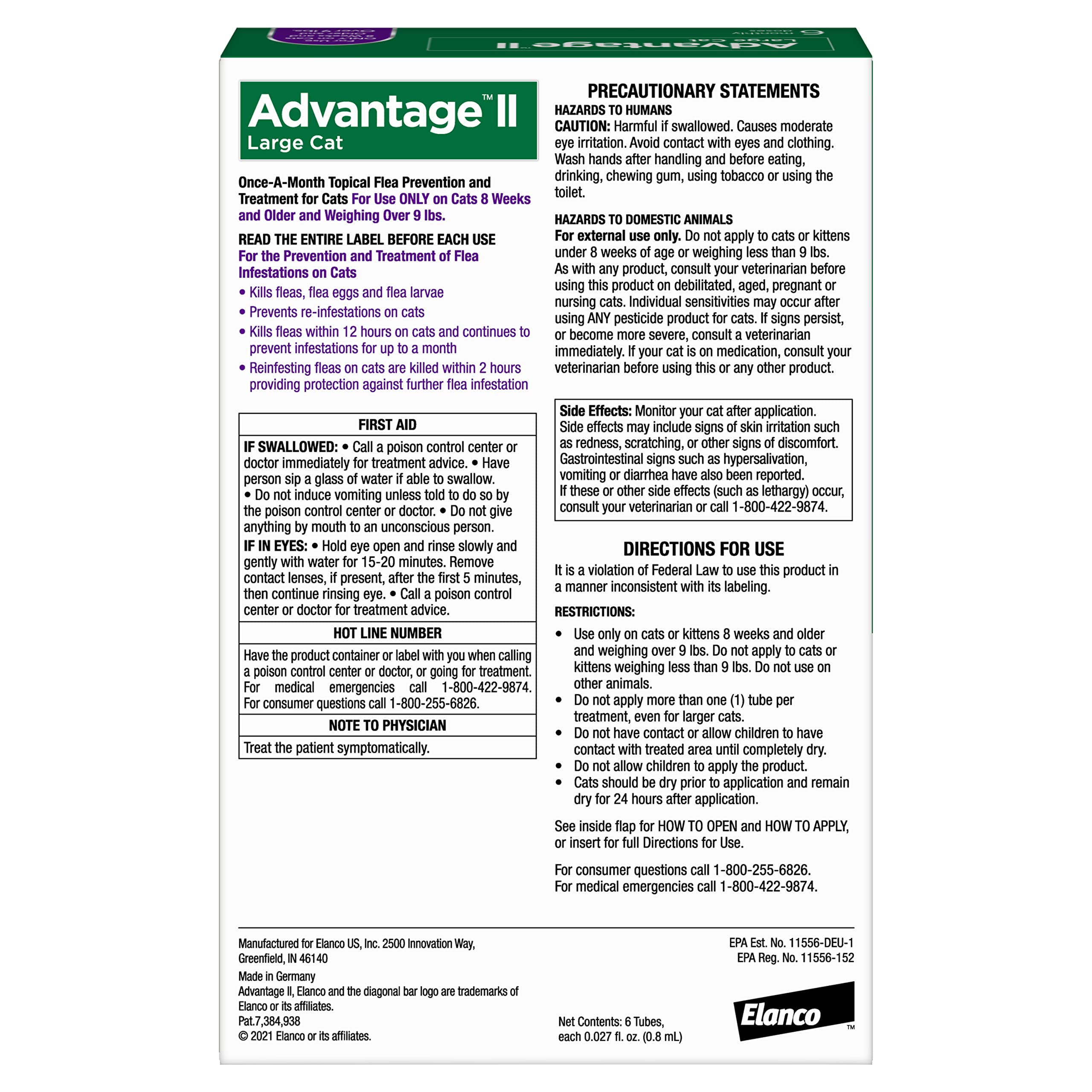 Aplicación en la nuca con Advantage II Gato Grande para protección continua.