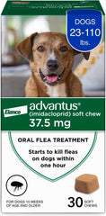 Advantus tableta masticable para pulgas en perros de 23-110 lb, 30 ct, fácil de dar