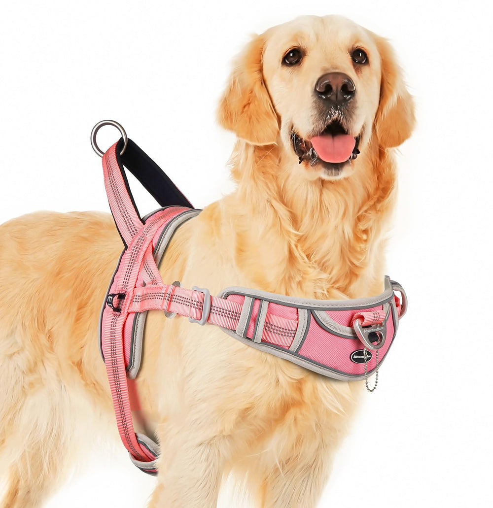 ADVENTUREMORE arnés para perros grandes con clip frontal para paseos controlados.