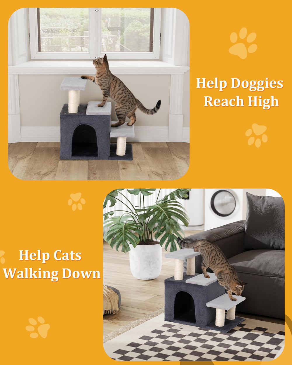 Aechonow escaleras para gatos ancianos, altura adecuada para subir.