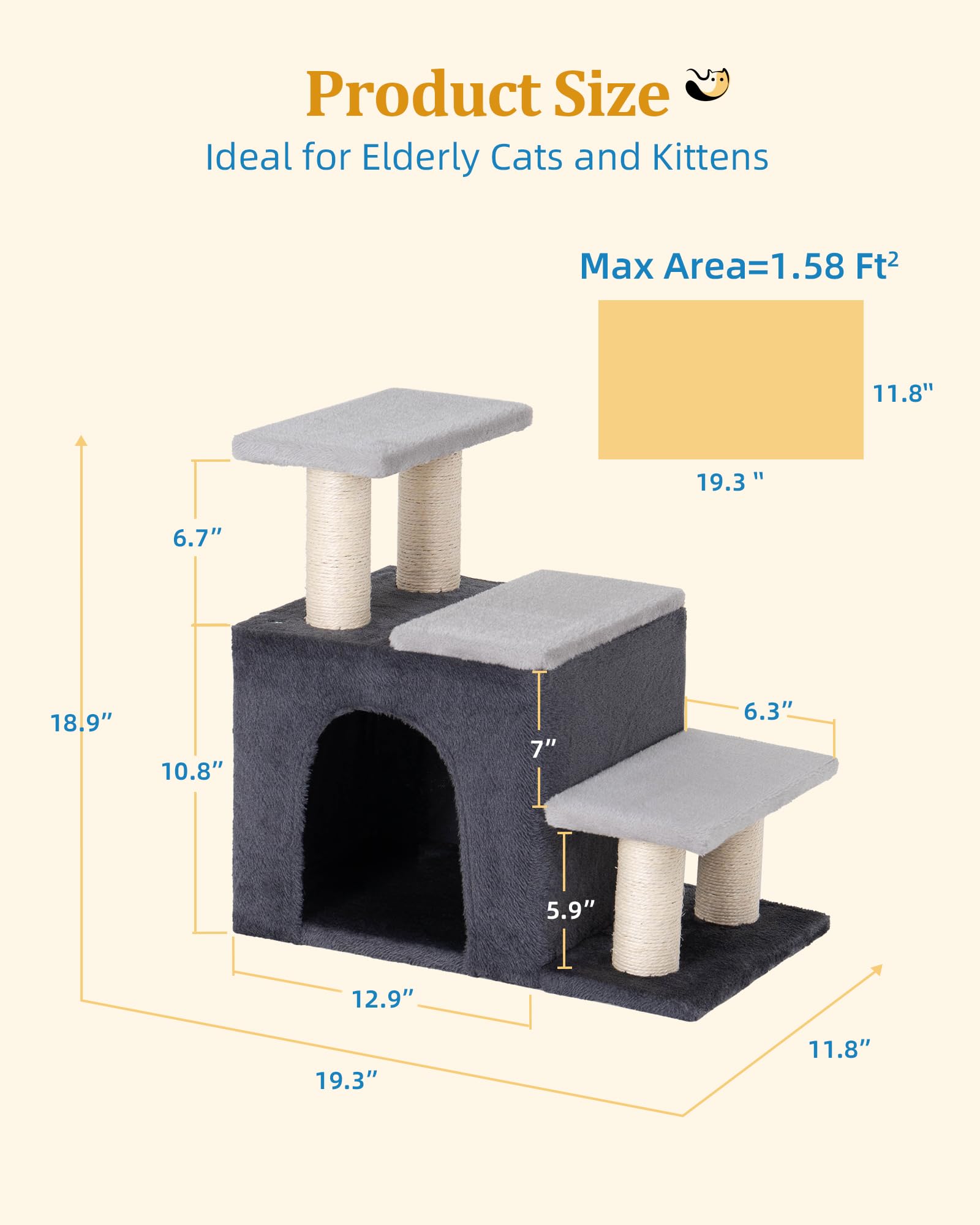 Aechonow escalones para gatos y perros, acceso sencillo a zonas elevadas.