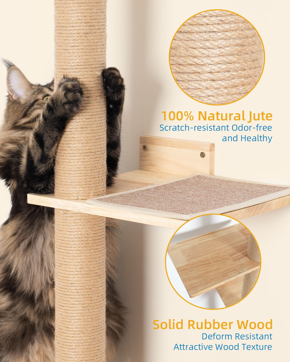 Aechonow estética rústica en madera de caucho y sisal