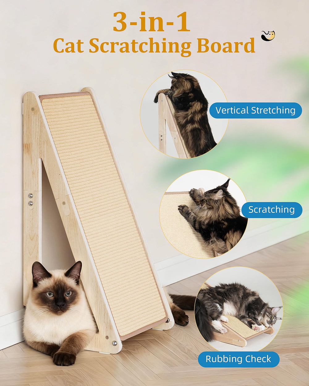 Columna de rascar vertical de sisal Aechonow, para gatos activos que prefieren rascar en vertical.