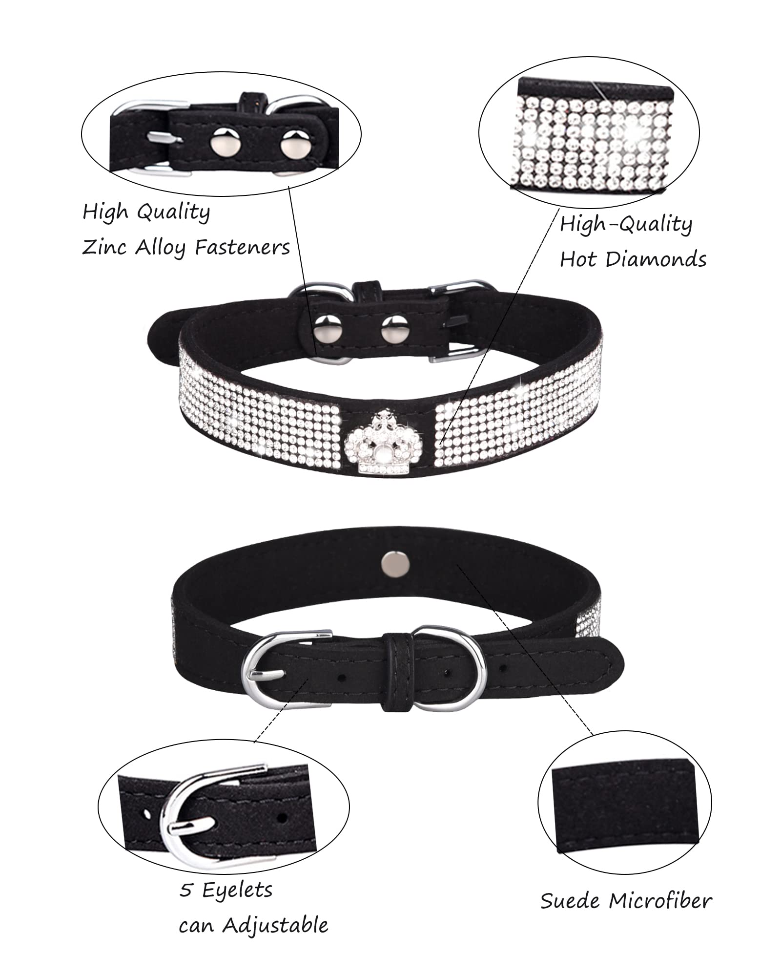 Aecllcea collar negro con hebilla de zinc, resistente y duradero