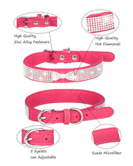 Aecllcea collar para perro pequeño con cristales rosados, brillo que resiste el uso diario.