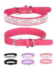 Aecllcea collar para perro mediano con brillos rosa rojo para paseos elegantes.
