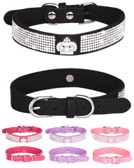 Aecllcea collar para perro pequeño ajustable con cristales
