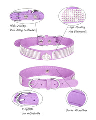 Aecllcea collar morado con brillos, ajuste cómodo para perros pequeños.