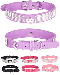 Aecllcea collar para perro pequeño en rosa con brillos, cómodo y ajustable para paseos diarios.