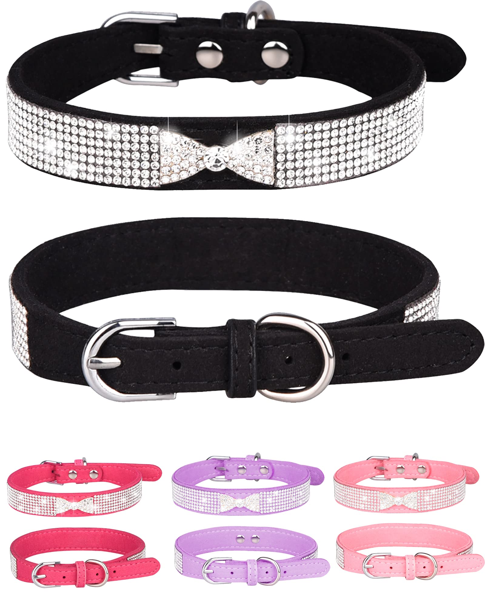 Aecllcea collar para perro pequeño en suave suede rosado, cómodo para uso diario.