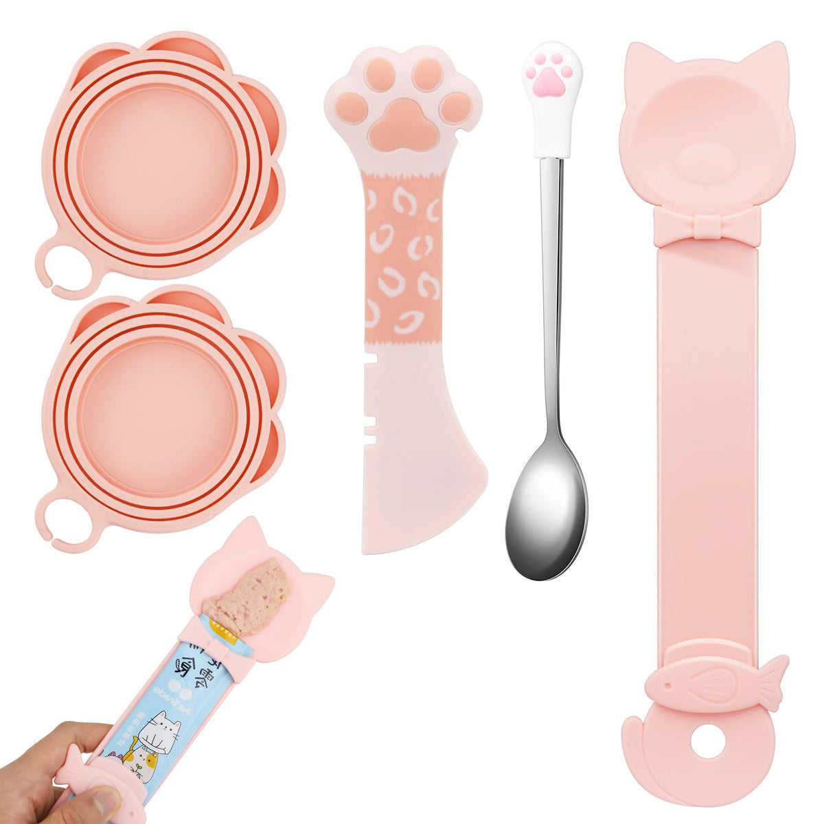 Producto Aecsze: tapas con forma de patita para latas de gato, sellado que mantiene la comida fresca.