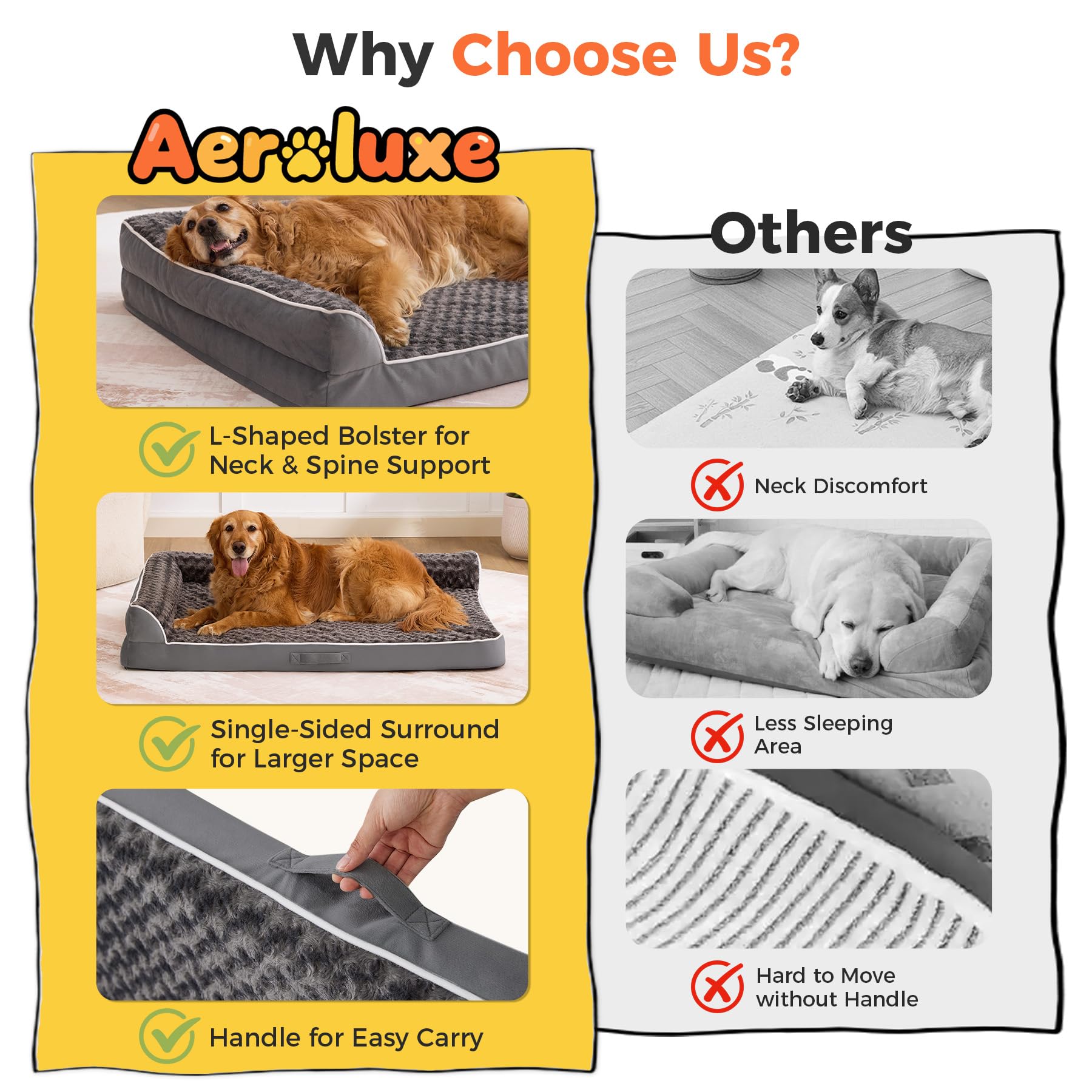 Cama Aeroluxe de tamaño 36x27x6.5 para perros grandes