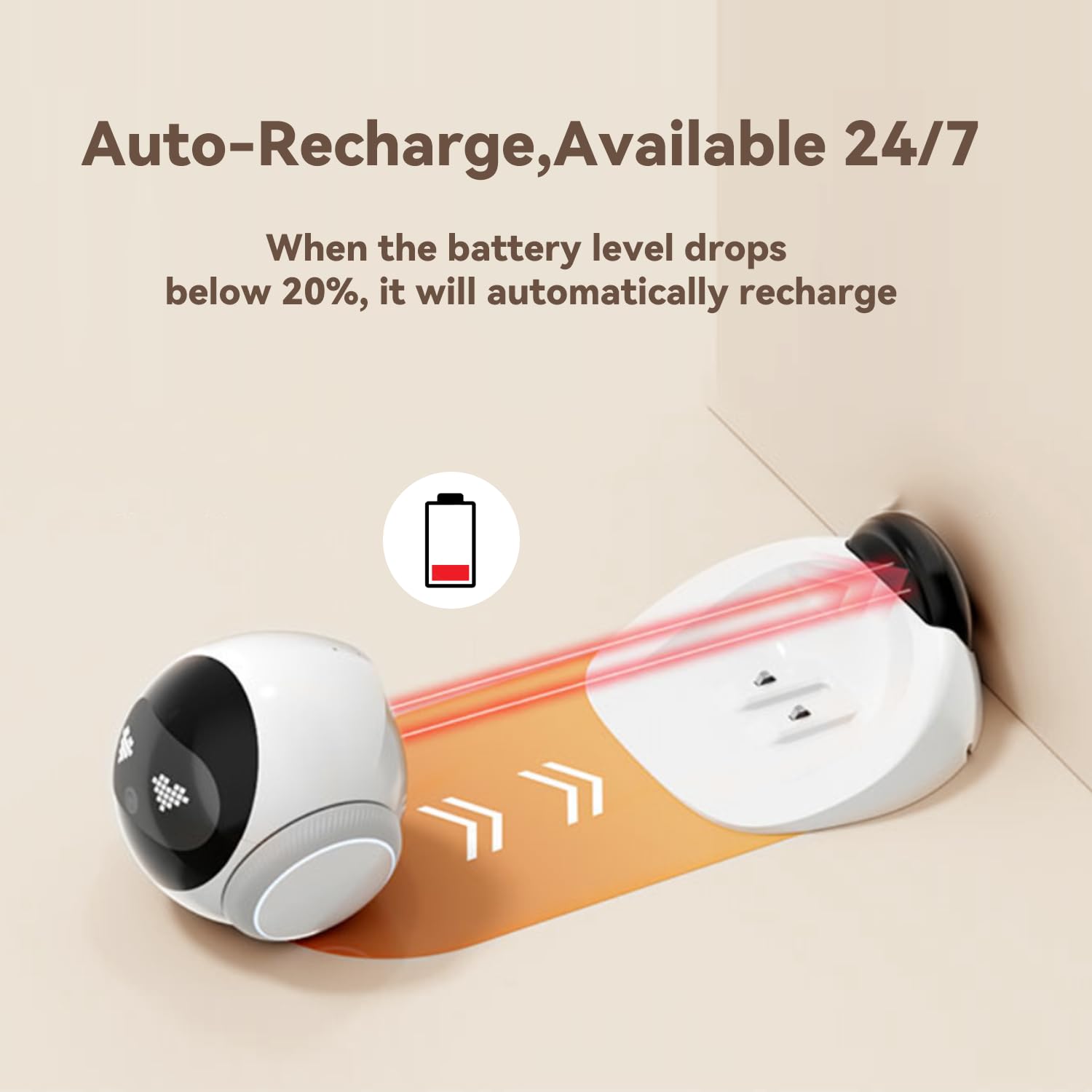 AEZ Robot Camera auto-recarga: mantiene la vigilancia sin interrupciones.
