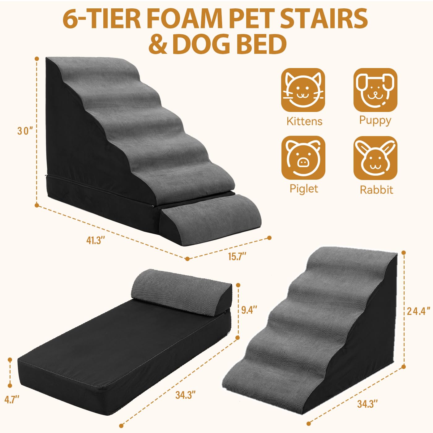 A.FATI escalera de 5 pasos para camas de 24 a 28 pulgadas.