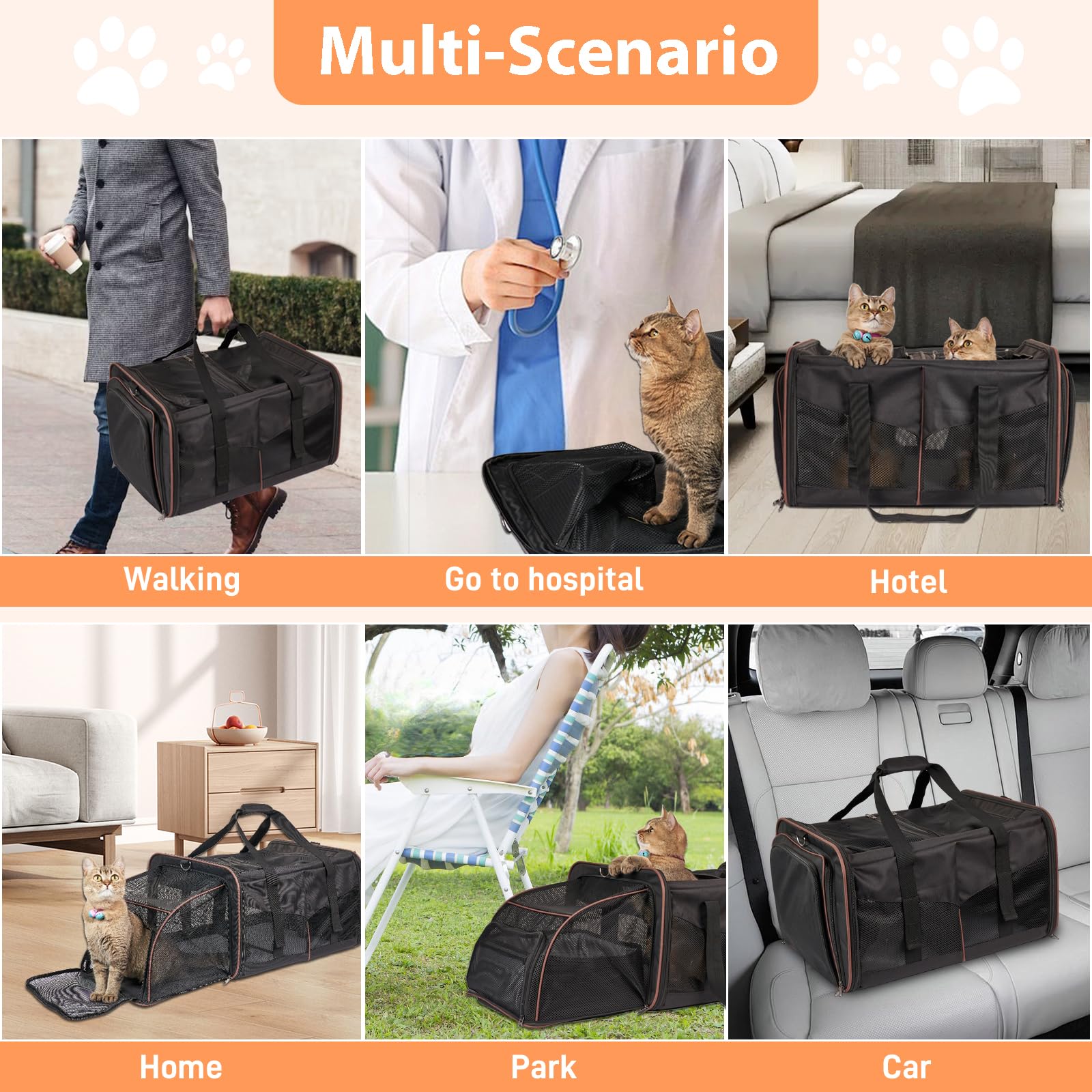 A.FATI transportín doble para gatos con divisor extraíble para uno o dos felinos.