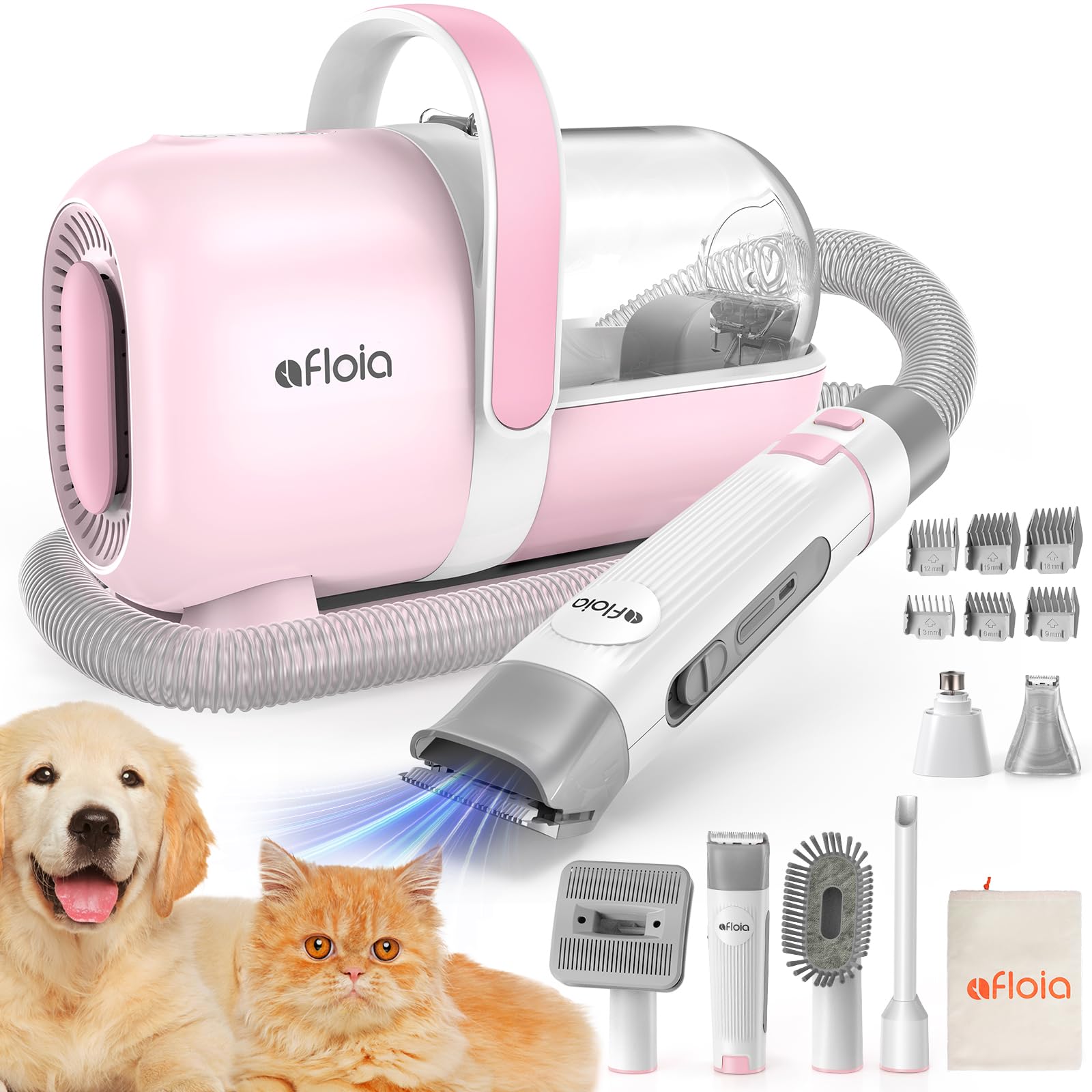 Afloia kit 6-en-1 para perros y gatos: aspiración útil para aseo limpio