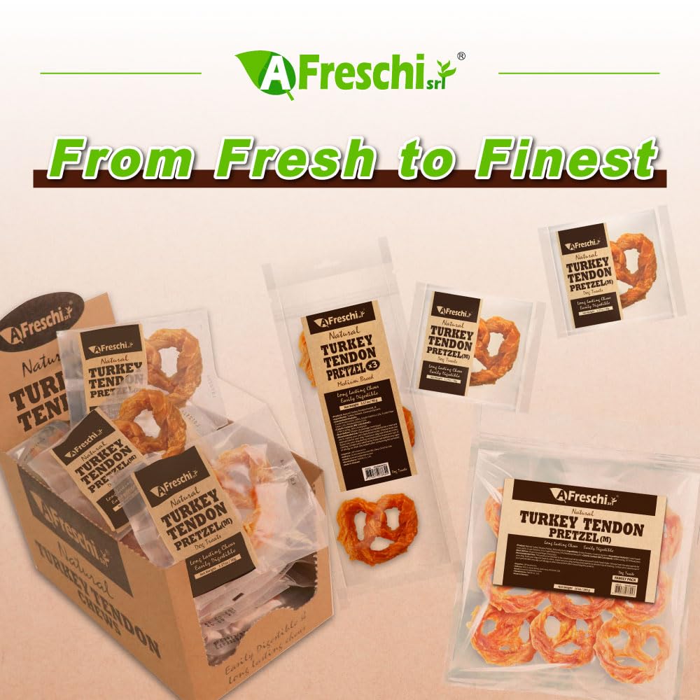 A Freschi paquete 10 oz, tendones de pavo para perros de tamaño mediano.